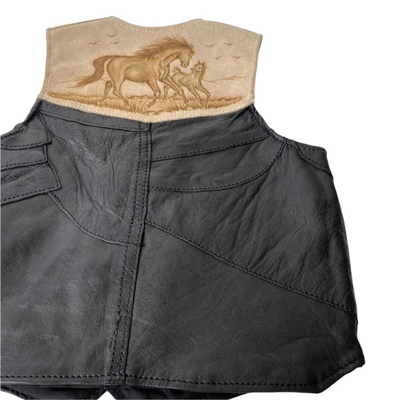 Kids Vintage Western Horse Stallion Genuine Authentic Suede Leather Vest Size 6 - Picture 4 of 9